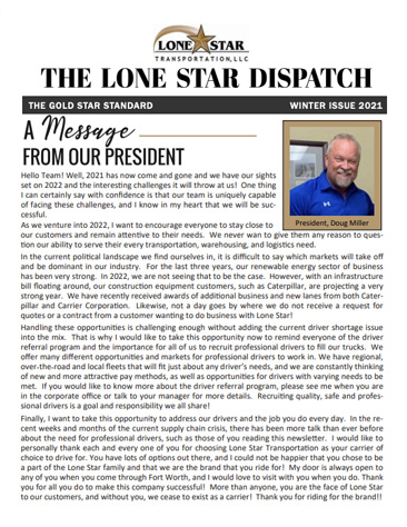 Lone Star Newsletter Winter 2021