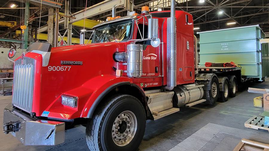 Lone Star truck with construction project equipment parked inside terminal
