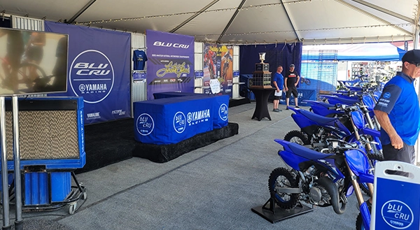Industry show setup for Yamaha dirtbikes