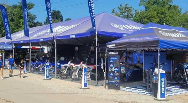 Yamaha Garage industry show tents hauled by Lone Star Transportation